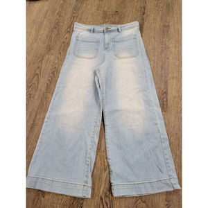 Matilda Jane Light Wash Wide Leg Crop Ankle Capri Pants Jeans Denim 8